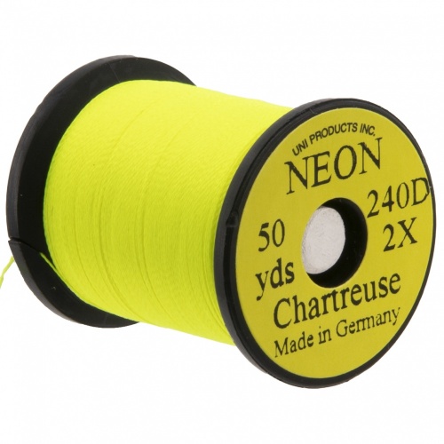 Uni Neon Tying Thread 1/0 50 Yards Chartreuse Fly Tying Threads (Product Length 50 Yds / 45.7m)